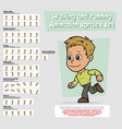 cartoon boy character animation sprites sheet set vector image