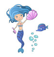 beautiful cute little siren mermaid vector image vector image