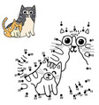 dot to puzzle for kids with cute cats - mother vector image vector image