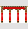 eastern chinese arch carved red gold columns vector image vector image