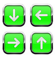 green buttons with arrows square 3d icons vector image