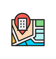 map with hotel pin mark flat color line icon vector image vector image