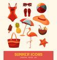 summer and sea elements isolated on background vector image