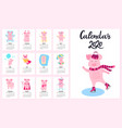 12 calendar cards with funny pigs for each month vector image