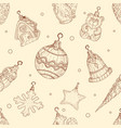 christmas toys seamless pattern in in hand drawn vector image