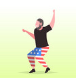 man in usa flag pants having fun 4th july vector image vector image