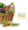 healthy vegetables in basket vector image vector image