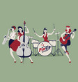 pinup girls band four beautiful and tattooed vector image vector image