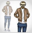 man with skull and beard and moustaches vector image vector image