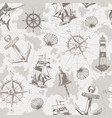 vintage sea and marine seamless pattern vector image vector image