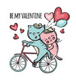 cats riding to valentine day cartoon vector image