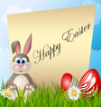 easter card with cartoon bunny and eggs vector image vector image