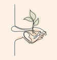 hands palms together with growth plant vector image