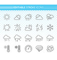 weather simple black line icons set vector image vector image