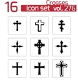 black christia crosses icons set vector image