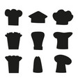 chef hats outline sketches set of black hat vector image