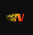 letter n burning flame logo design template vector image