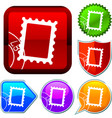 set shiny icon series on buttons post stamp vector image vector image