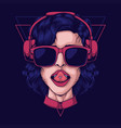 girl wearing headphone vector image