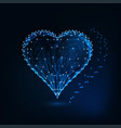 glowing heart symbol made of stars lines points vector image