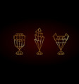 golden polygonal winner cups set vector image vector image
