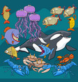 funny cartoon fish and sea animal characters group vector image
