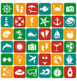 sea and beach flat icons set vector image