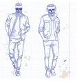 set of two men with skull beard vector image vector image