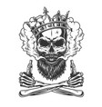 bearded and mustached skull wearing crown vector image vector image