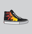 fire motif sneakers design vector image