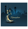 ramadan kareem with crescent moon gold luxurious vector image