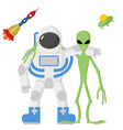 astronaut and alien friends on a white background vector image