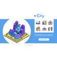 banner isometric futuristic city line icon vector image vector image