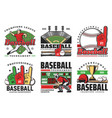 baseball balls sport game bats trophy players vector image
