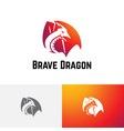 brave strong dragon wings fly technology game logo vector image