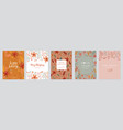 christmas card set - hand drawn floral flyers vector image vector image