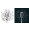 microphone with ray vintage black vector image