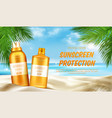 sunscreen protection cosmetic mock up banner vector image vector image