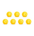 cryptocurrency 3d realistic gold coins set vector image vector image