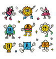set with retro cartoon funny comic characters vector image vector image