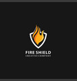 shield fire logo design element fire logo vector image