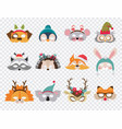 collection of winter animal masks and christmas vector image vector image