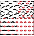 lips and mustaches seamless patterns set vector image
