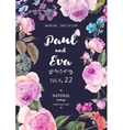 vintage floral roses wedding invitation vector image vector image