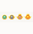 different game rank emblems with hearts vector image vector image