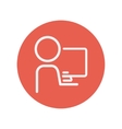man working in computer thin line icon vector image