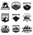 set of mountain tourism emblems design element vector image