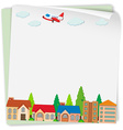 paper design with airplane and houses vector image