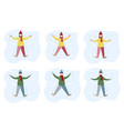 little girl and boy enjoy first snowfall kids vector image