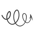 curly arrow twisted rotating motion doodle symbol vector image